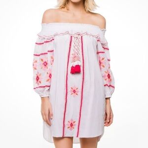 Misa Los Angeles Natalie Off-The-Shoulder Dress Cotton Embroidered Size M